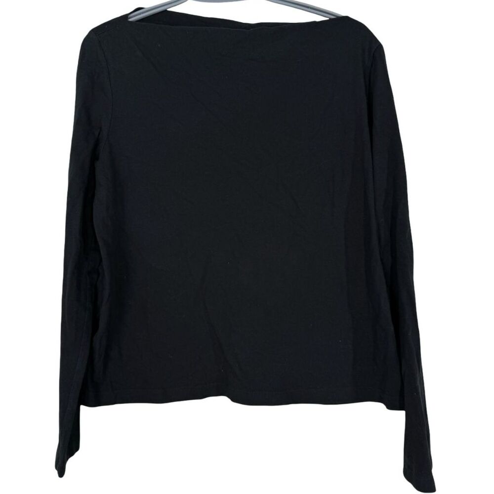 Leset Womens Black T Shirt Sz L Boat Neck Capsule Wardrobe Quality Basic Cotton
